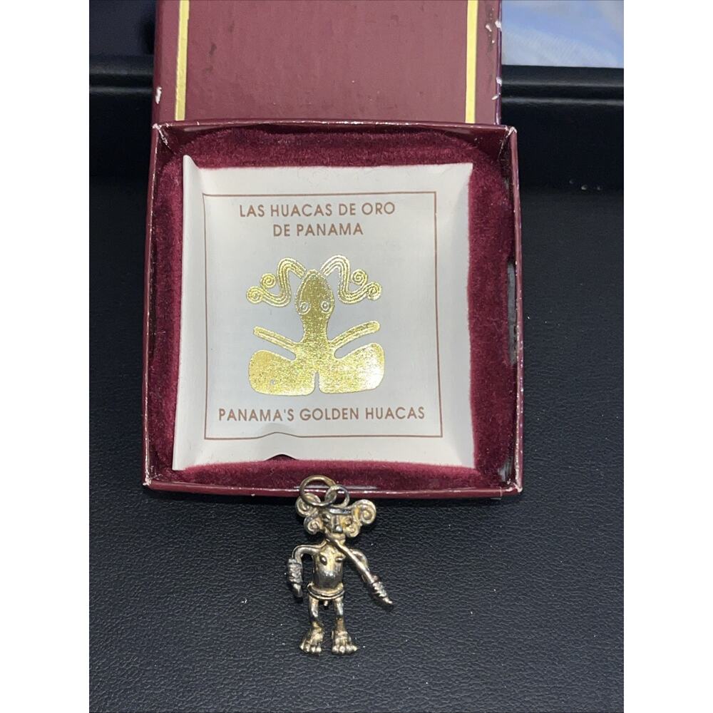 Vintage REPROSA Panama Golden Huacas Pendant – Figural Charm w/ Box